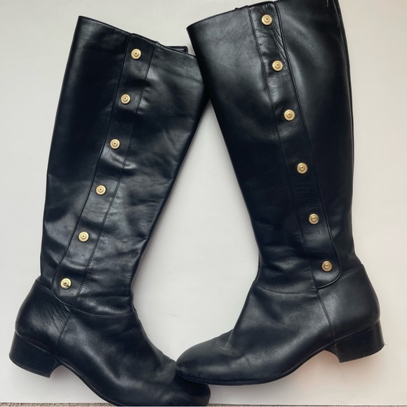 Nine West Oreyan Tall Black Leather Boots Studded Size 9.5 - Picture 2 of 14